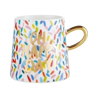 NEW thimblepress + SLANT Taper Sprinkle Mug Ceramic Mug w/ Gold Handle 11oz